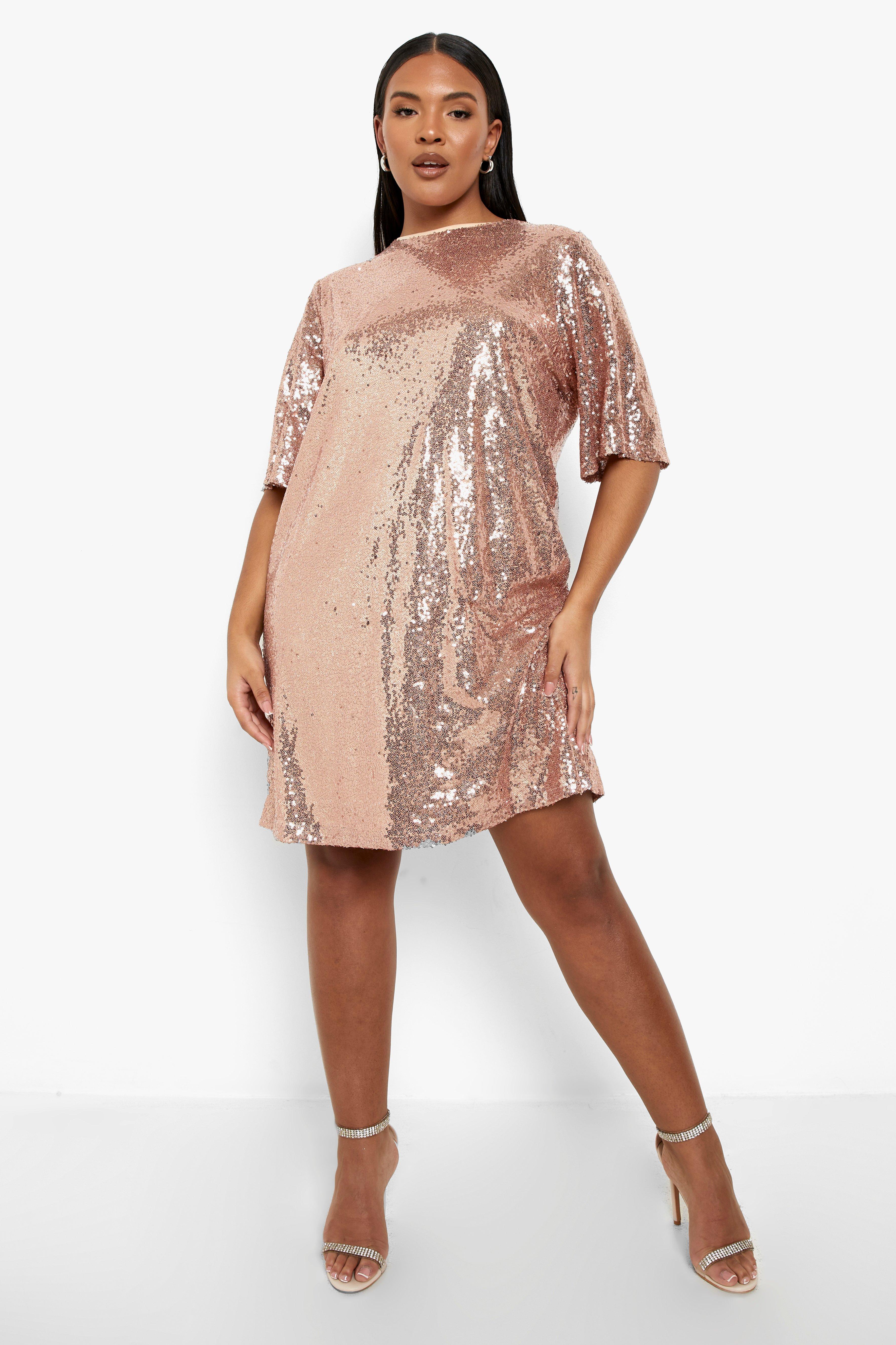 Rose gold sequin t hotsell shirt dress